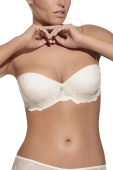 Usztywniany biustonosz push-up bez ramiączek GRACE, marfil-perła