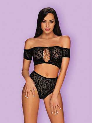 Komplet Obsessive Inessita Top & Panties czarny