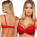 Biustonosz push-up VESTA z koronki, czerwony