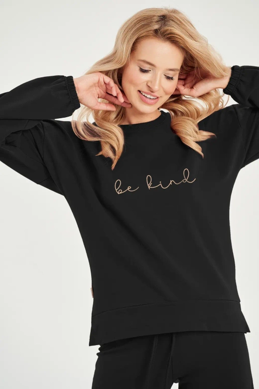 Modny wygodny bawełniany dres damski Lia 3004, czarny