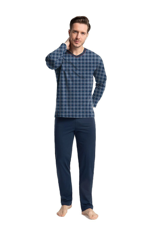 Piżama Luna 795 dł/r M-2XL męska granatowy-niebieski