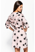 Szlafrok damski P-576/2 gwiazdki 100% bawełna, łosoś