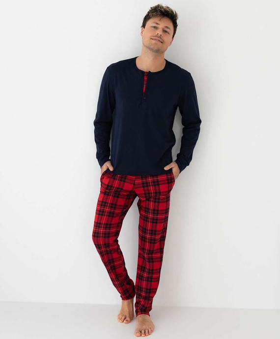 Piżama Sensis Xavier dł/r Christmas M-XL granatowy-czerwony