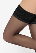 MICHELLE 01 Pończochy samonośne z koronką, czerń