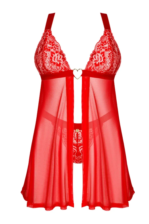 Koszulka babydoll Elianes+ stringi, czerwony