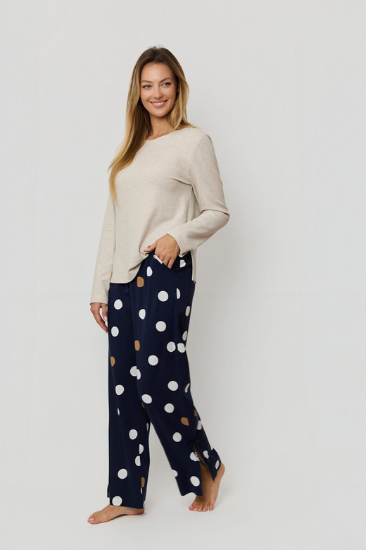 Piżama Mefemi Oceane PW85 dł/r S-2XL beżowy-granatowy