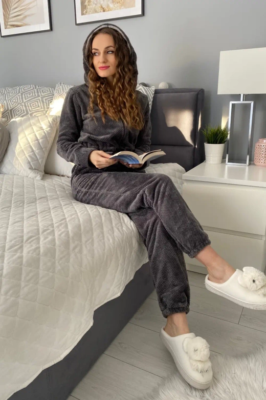 Ciepły miękki kombinezon onesie ROXY soft kaptur, szary