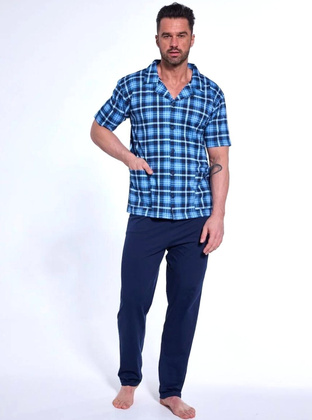 Piżama Cornette 318/53 kr/r 3XL-5XL męska rozpinana granatowy