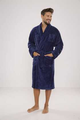 Szlafrok De Lafense 811 Plusz M-2XL męski granatowy