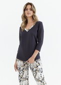 Piżama Cana 416 3/4 S-XL grafitowy-kwiaty