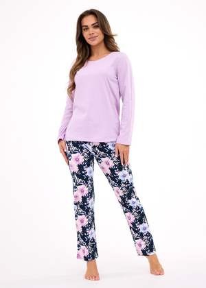 Piżama Cornette 145/462 Natalie dł/r S-2XL damska wrzosowy-granatowy