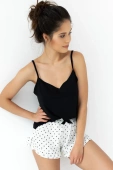 Wiskozowa krótka piżama w groszki Elif, czarna