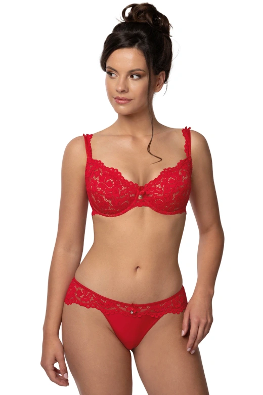 NEWIA RED Figi z koronką, czerwony