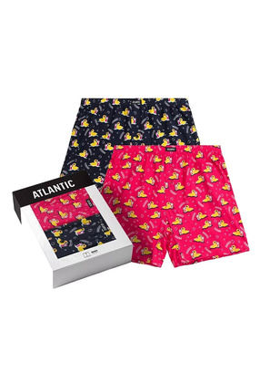 Bokserki Atlantic 2MBH-007 A'2 M-2XL granatowy-różowy