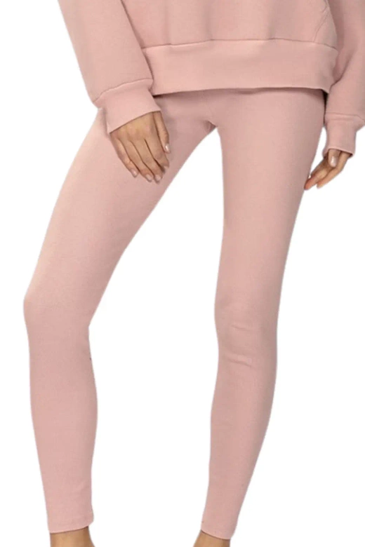 Wygodne prążkowane legginsy OSEYE, pudrowe