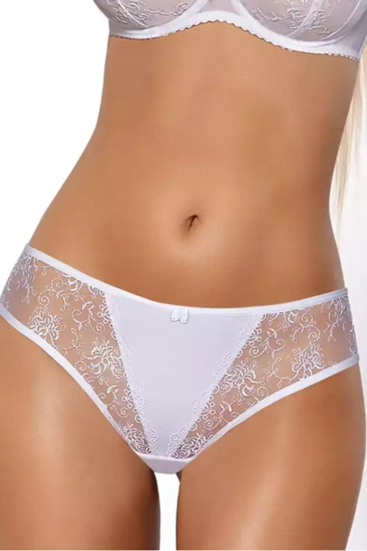 Stringi z tiulem i haftami CYNTHIA, biały