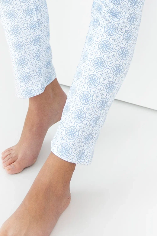 Długa piżama damska 100% bawełna Marina, niebieska
