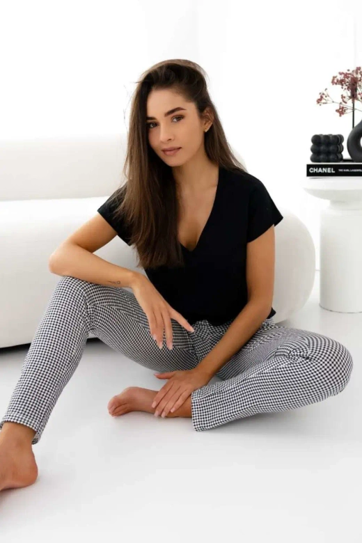 Miła piżama damska DOMENICA 100% bawełna, czarna