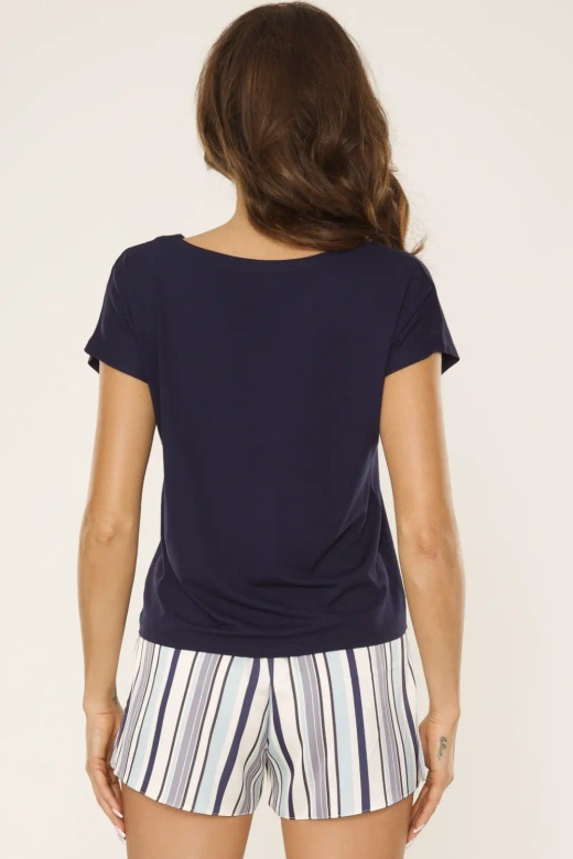 Piżama krótka z wiskozy IRIS, granat