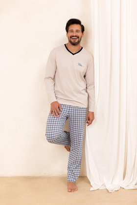 Piżama Regina 491 dł/r M-XL Z25/26 męska beżowy