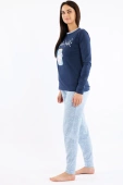 Miękka długa damska piżama Lela, granatowa