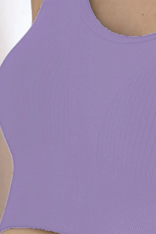 Damski Top Sportowy na Szerokich Ramiączkach Prążkowany AT09, viola-fioletowy