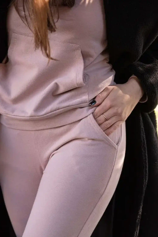 Modny komplet damski/dres z kapturem Seattle, pudrowy