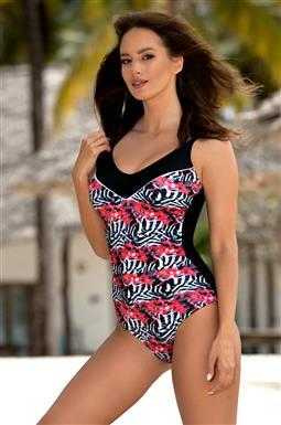 Kostium kąpielowy Folk Czarno-Czerwony