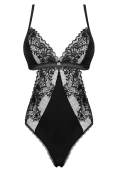 Seksowne body MADERRIS z siateczki i koronki, czarń