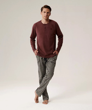 Piżama Atlantic NMP-394 dł/r S-2XL wino-szary