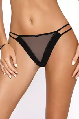 Stringi z tiulem i paseczkami ELLIE, czarny