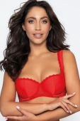 Biustonosz usztywniany balkonetka z koronką SOPHIA, czerwony