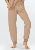 Luźne ocieplane spodnie dresowe REHEMA, cappucino