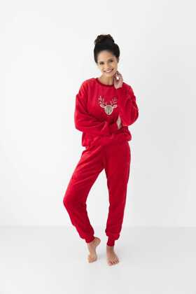 Piżama Sensis Harriet dł/r Christmas S-XL malinowy