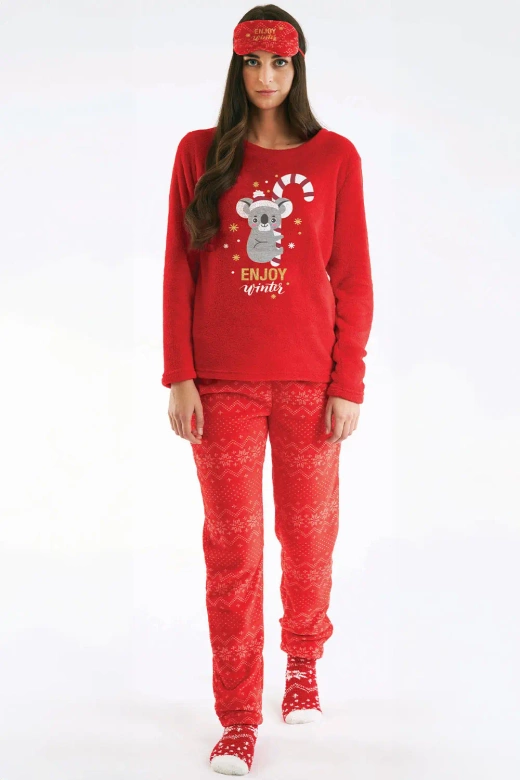 Zestaw Prezentowy 3cz Piżama Skapety Opaska Bunad, czerwony