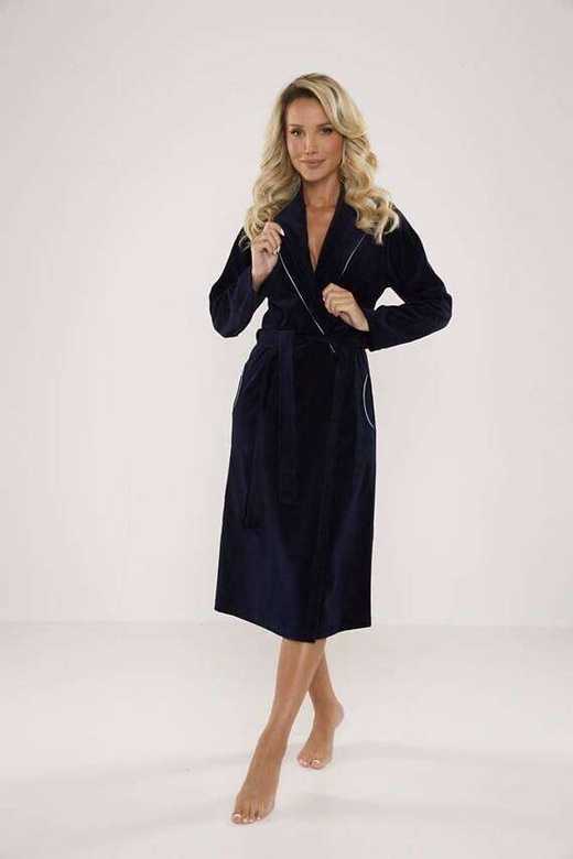 Szlafrok De Lafense 390 Lydie Welur 3XL-5XL damski granatowy