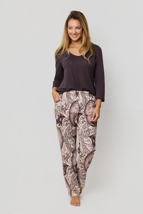 Piżama Mefemi Iris PU83 3/4 S-2XL brązowy-milk