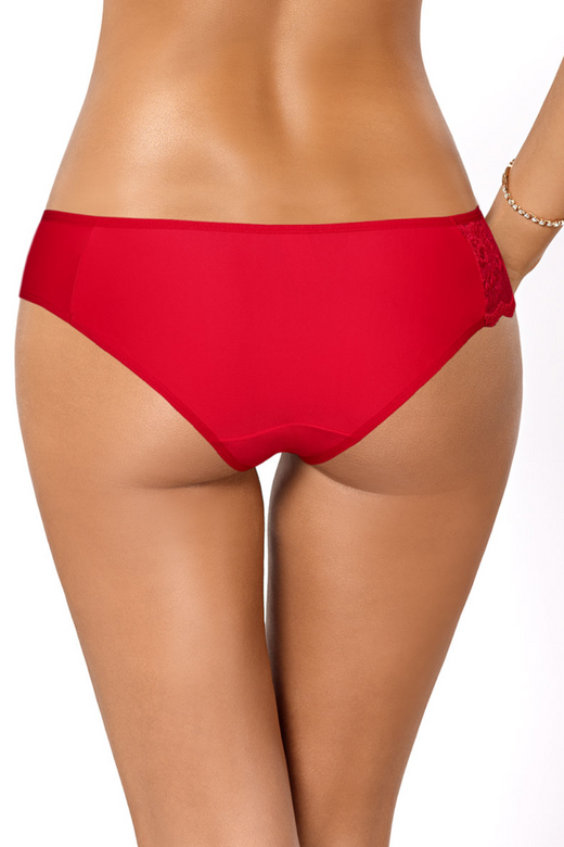 Figi CLEO II z haftem i koronką, czerwone