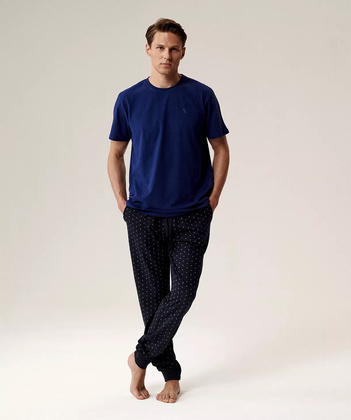 Piżama Atlantic NMP-388 kr/r S-2XL męska niebieski ciemny-granatowy