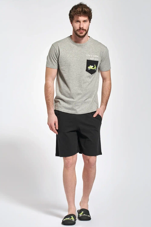 Męska wygodna piżama ze skuterem KENNY, szara