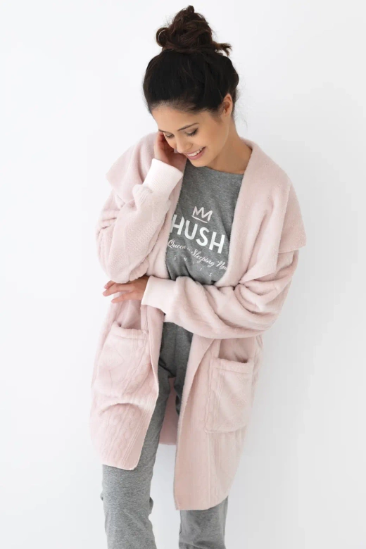 Ocieplany szlafrok/kardigan damski RUTH, różowy