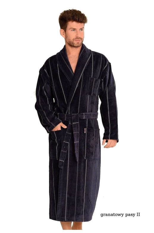 Szlafrok De Lafense 803 M-2XL męski szary-paski