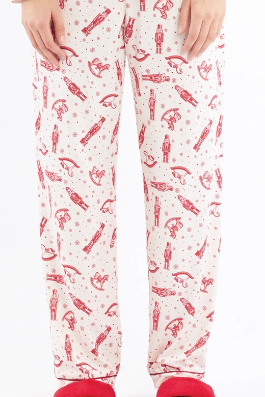 Świąteczna koszulowa piżama z zimowym nadrukiem ALISEE, czerwona + woreczek prezentowy