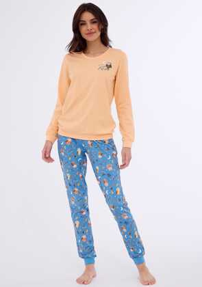 Piżama Cornette 467/373 Owls dł/r S-2XL damska pomarańczowy