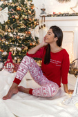 Świąteczna długa piżama TELL ME, czerwony