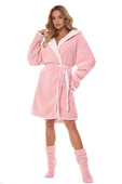 Szlafrok L&L 2417 Sara S-XL damski różowy pudrowy