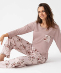Piżama Luna 348 dł/r M-2XL Z25/26 damska różowy-kwiaty
