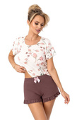 Piżama Donna Amaris Short kr/r S-2XL ecru-brązowy