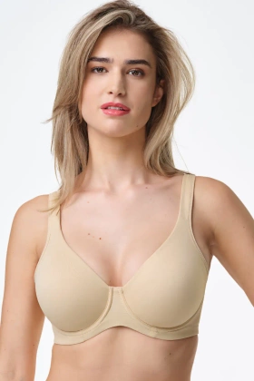 Biustonosz na fiszbinach z gładkiej mikrofibry 393, Nudo/Beż