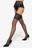 VENUS Pończochy do pasa z koronką, czerń